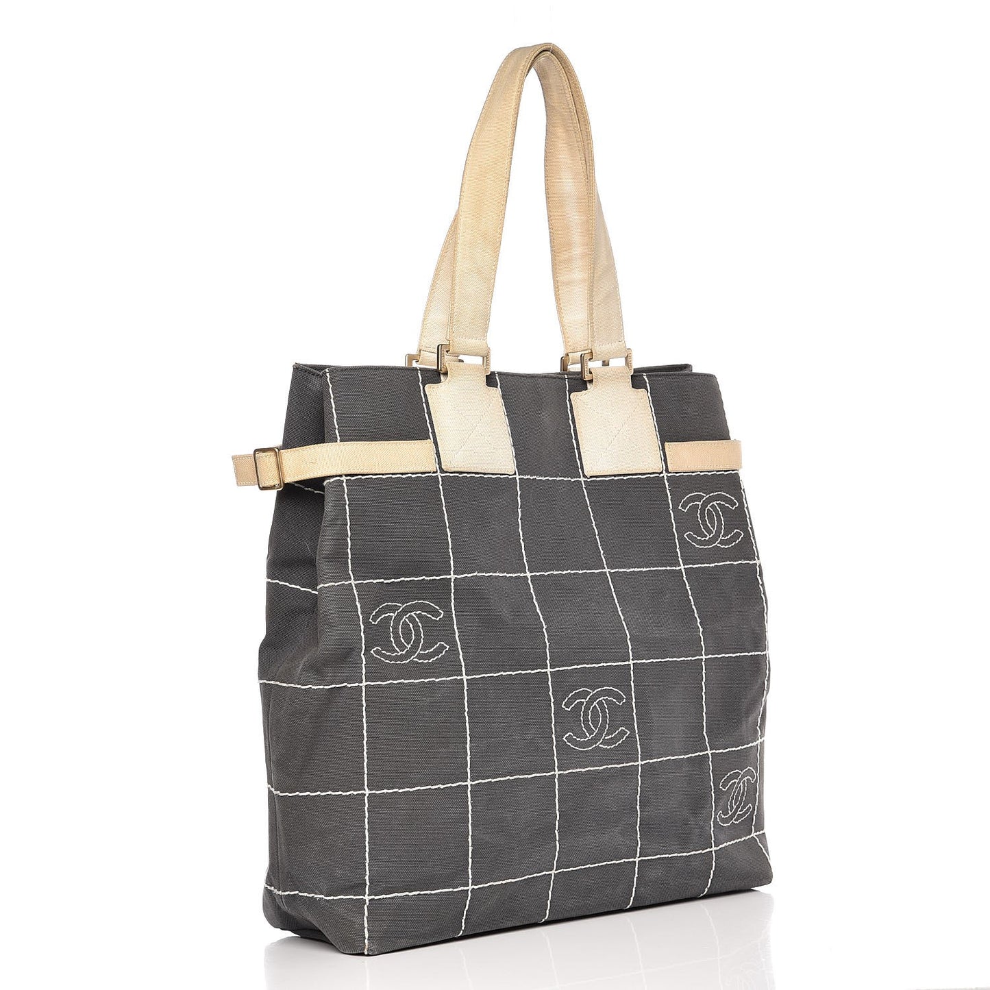Canvas Square Stitched CC Tote Bag Black