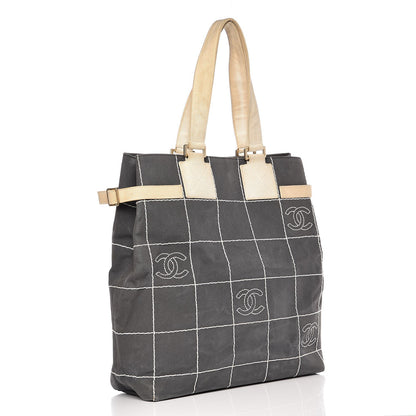 Chanel Canvas Square Stitched CC Tote Bag Black 3 of 15