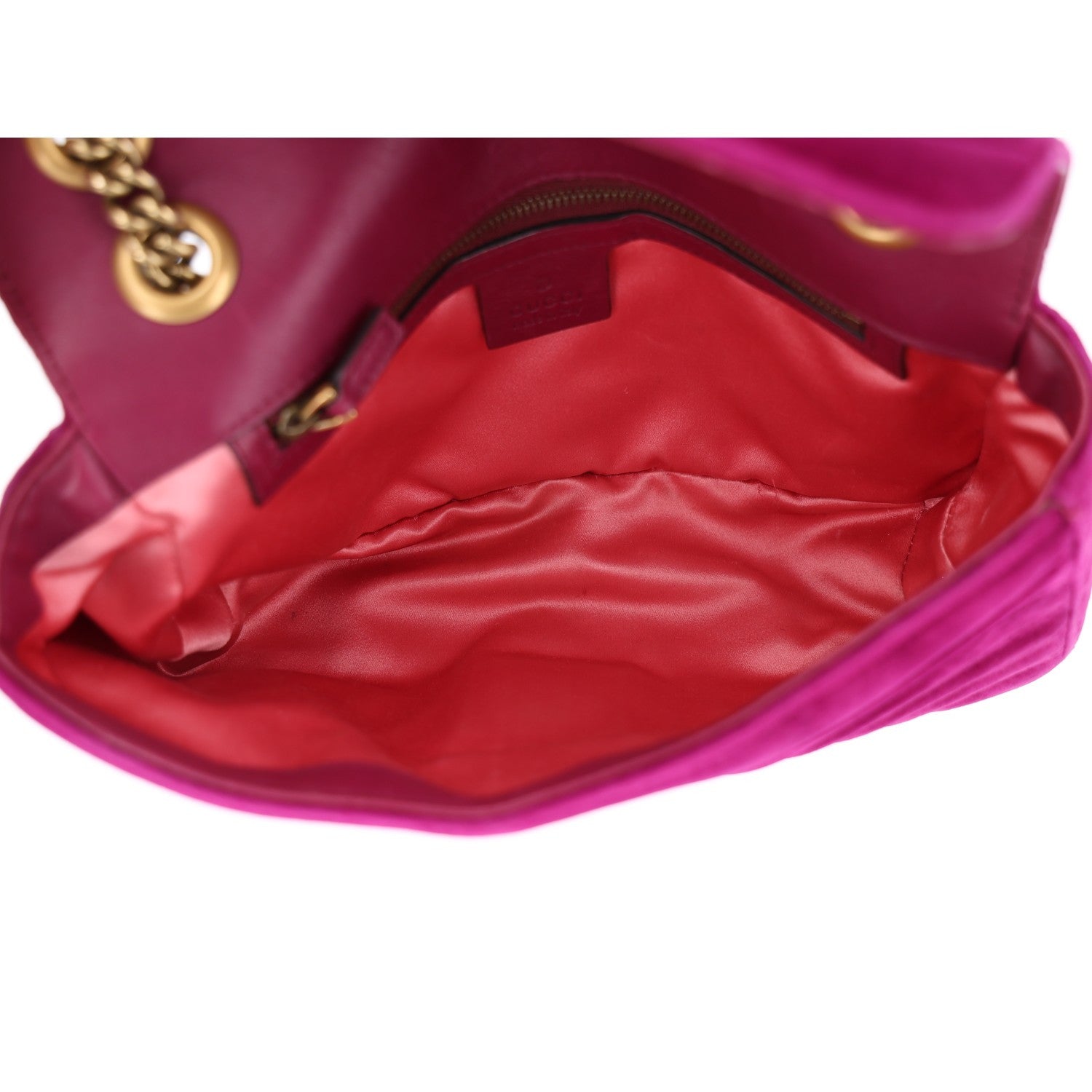 Gucci Velvet Matelasse Medium GG Marmont Shoulder Bag Fuchsia Violet Cyclamen 5 of 11