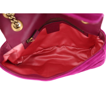 Gucci Velvet Matelasse Medium GG Marmont Shoulder Bag Fuchsia Violet Cyclamen 5 of 11
