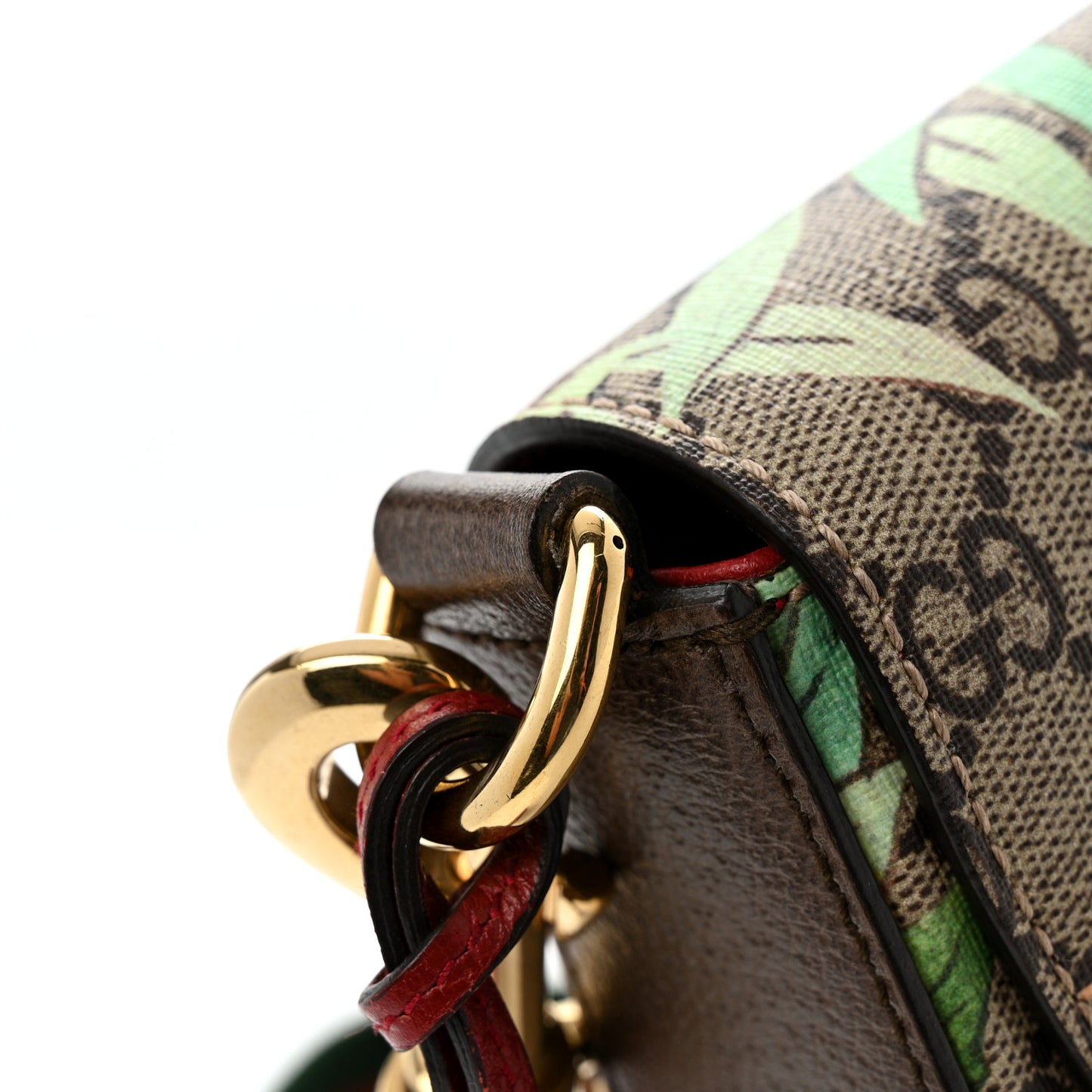 GG Supreme Monogram Tian Web Medium Padlock Messenger Shoulder Bag Beige Multicolor New Acero