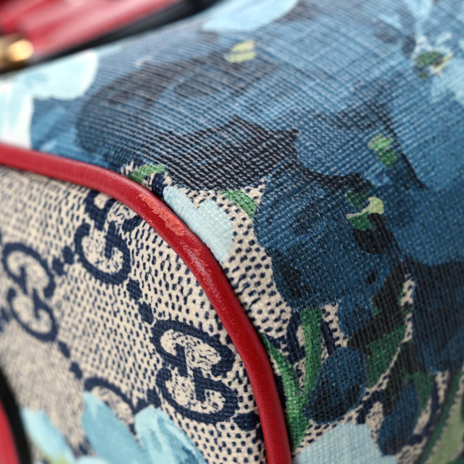 Gucci GG Supreme Monogram Blooms Mini Boston Navy Blue Hibiscus 11 of 14
