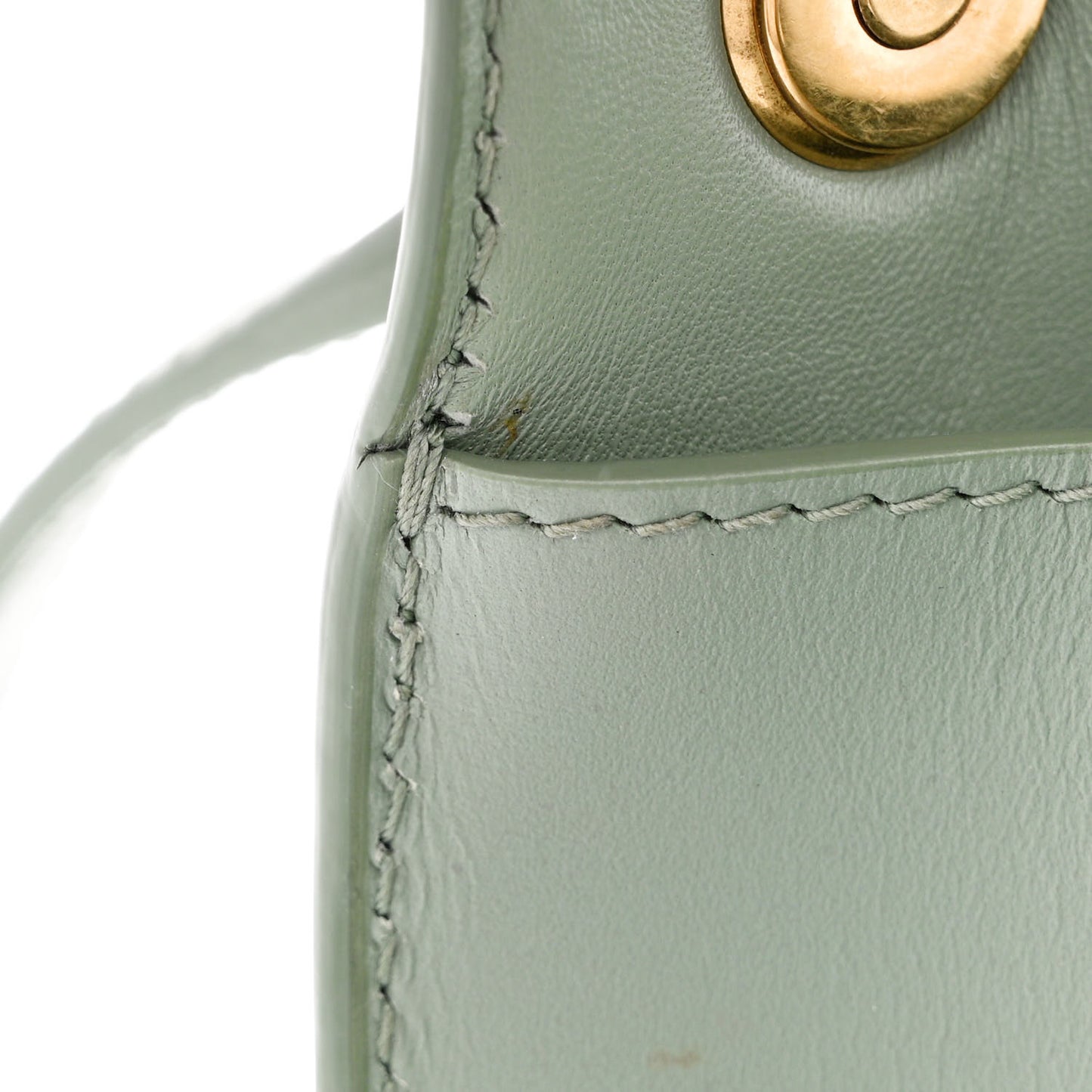 Smooth Calfskin Carre Satchel Vert Opaline