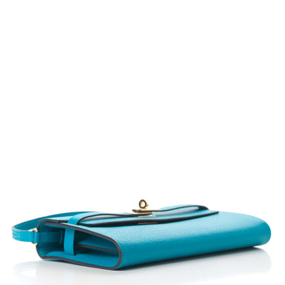 Hermes Chevre Mysore Kelly Wallet To Go Bleu Zanzibar 3 of 10