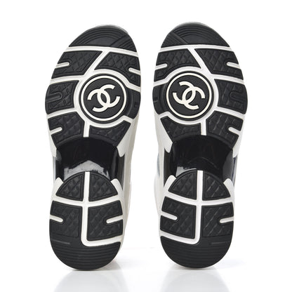 Chanel Nylon Calfskin Suede CC Womens Sneakers 37 White Orange 5 of 15