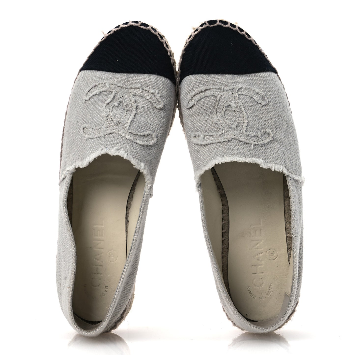 Linen CC Espadrilles 37 Beige Black
