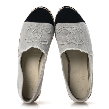 Chanel Linen CC Espadrilles 37 Beige Black 2 of 13