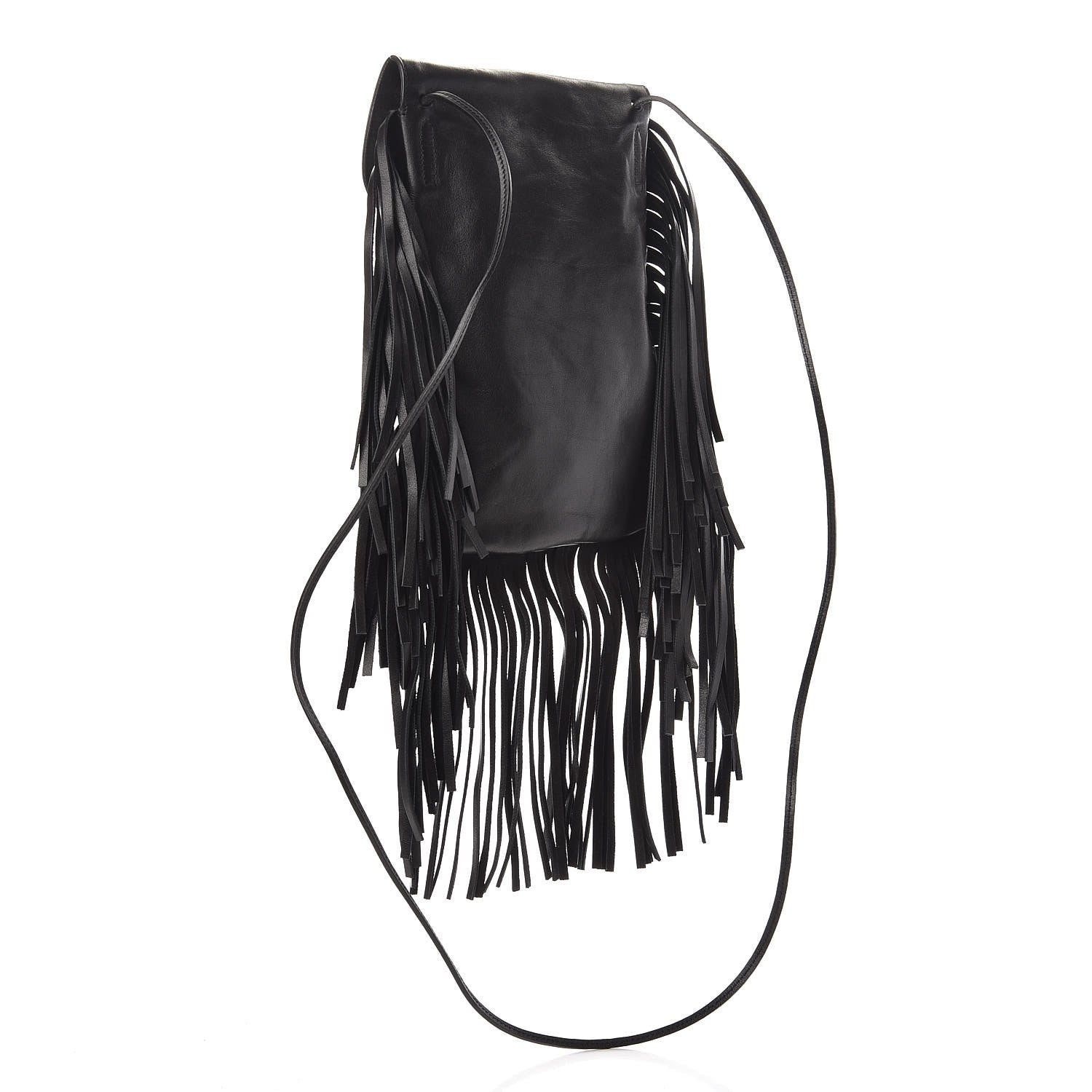 Saint Laurent Lambskin Fringe Small Anita Crossbody Bag Black 3 of 8