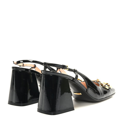 Gucci Patent Horsebit 75mm Slingback Pumps 38 Black 4 of 7