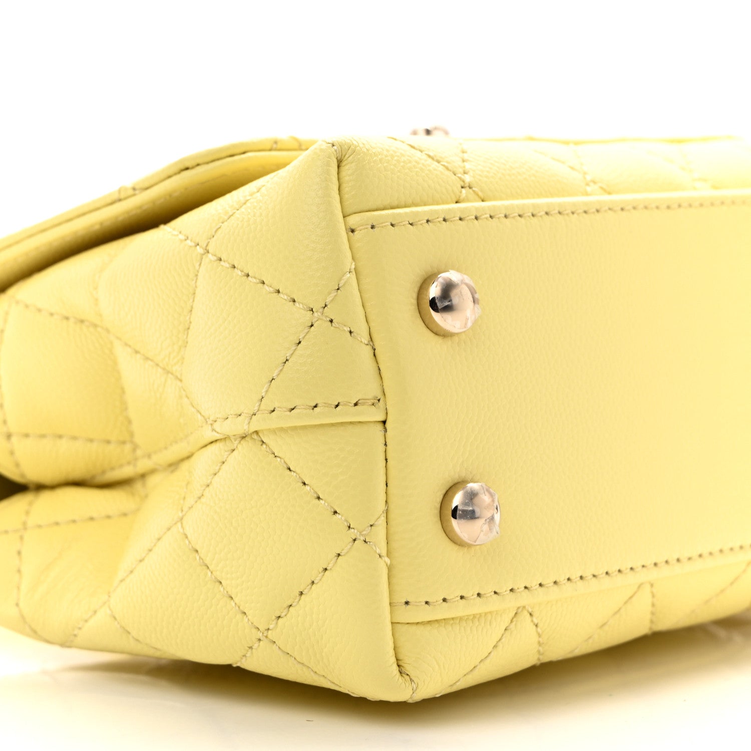 Chanel Caviar Quilted Extra Mini Coco Handle Flap Light Yellow 9 of 10