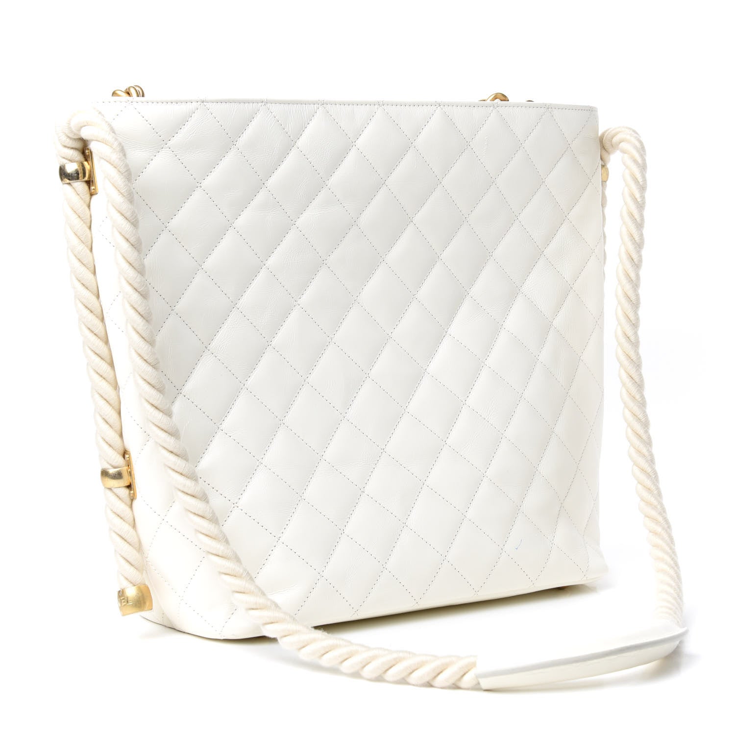 Chanel Crumpled Calfskin En Vogue Rope Hobo Bag White 3 of 10