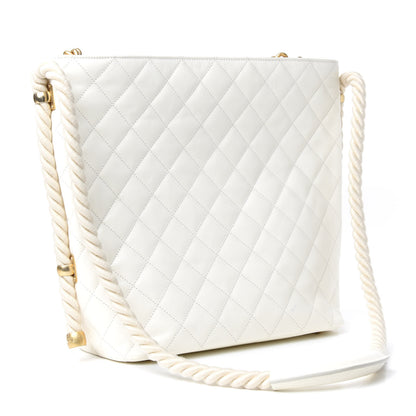 Chanel Crumpled Calfskin En Vogue Rope Hobo Bag White 3 of 10