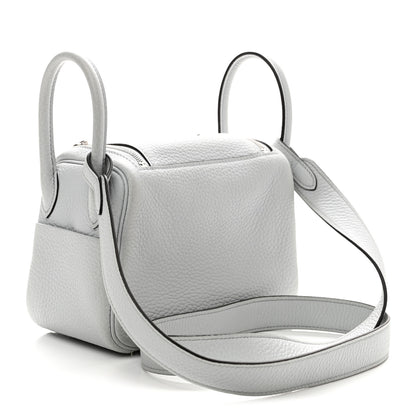 Hermes Taurillon Clemence Mini Lindy 20 Bleu Pale 3 of 11