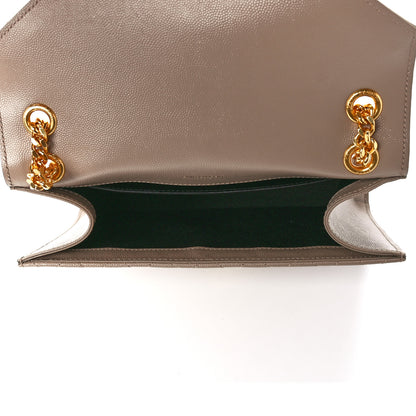 Saint Laurent Grain De Poudre Textured Mixed Matelasse Medium Triquilt Monogram Satchel Dark Beige 5 of 13