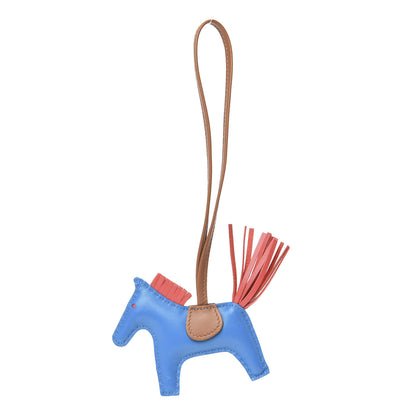 Hermes Milo Lambskin Grigri Rodeo Horse Bag Charm PM Blue Zanzibar Rose Texas Gold 1 of 4