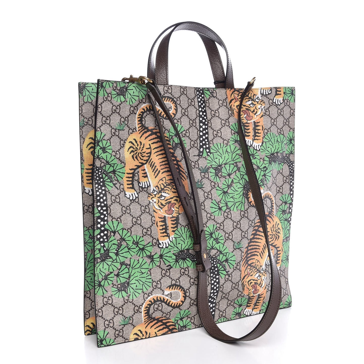 GG Supreme Monogram Bengal Vertical Tote Beige Yard