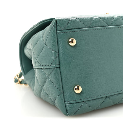 Chanel Caviar Quilted Lizard Embossed Small Coco Handle Flap Green 9 of 10