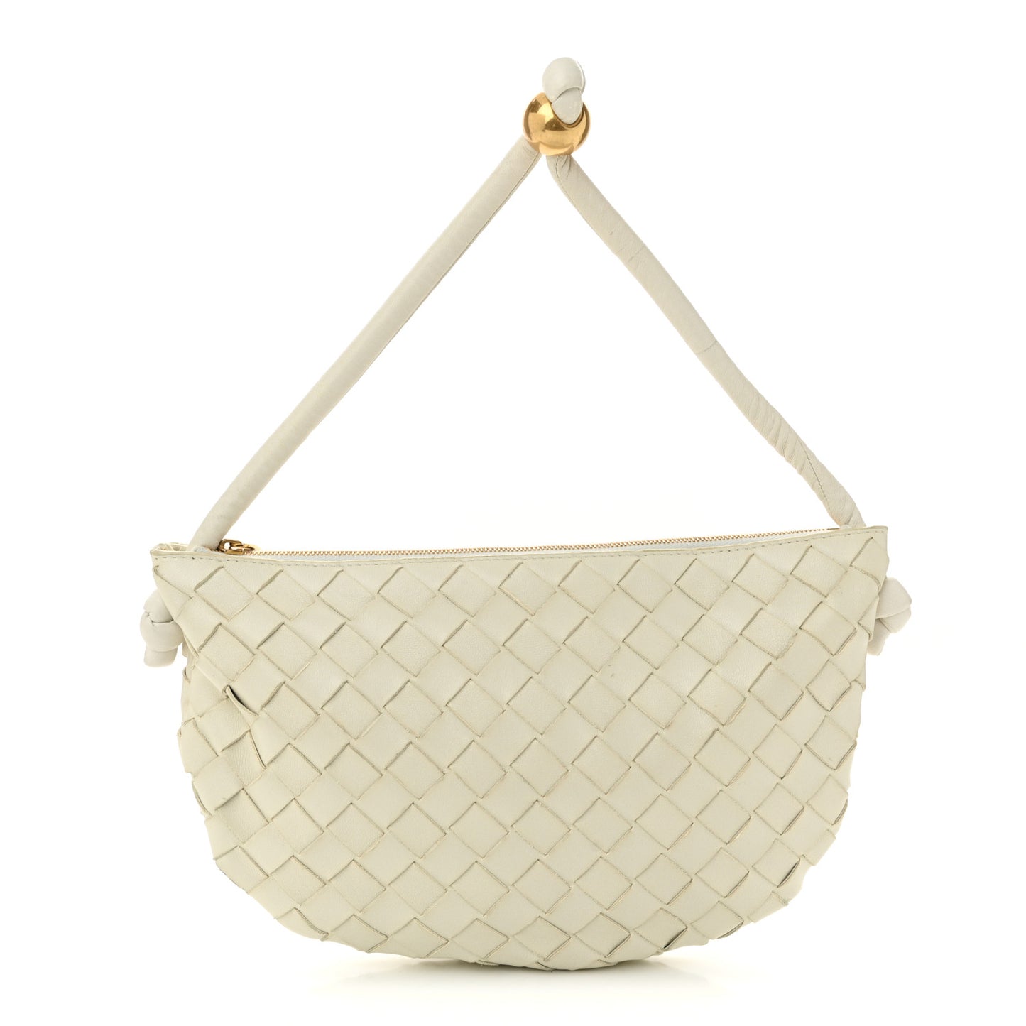 Nappa Intrecciato Medium Turn Pouch White