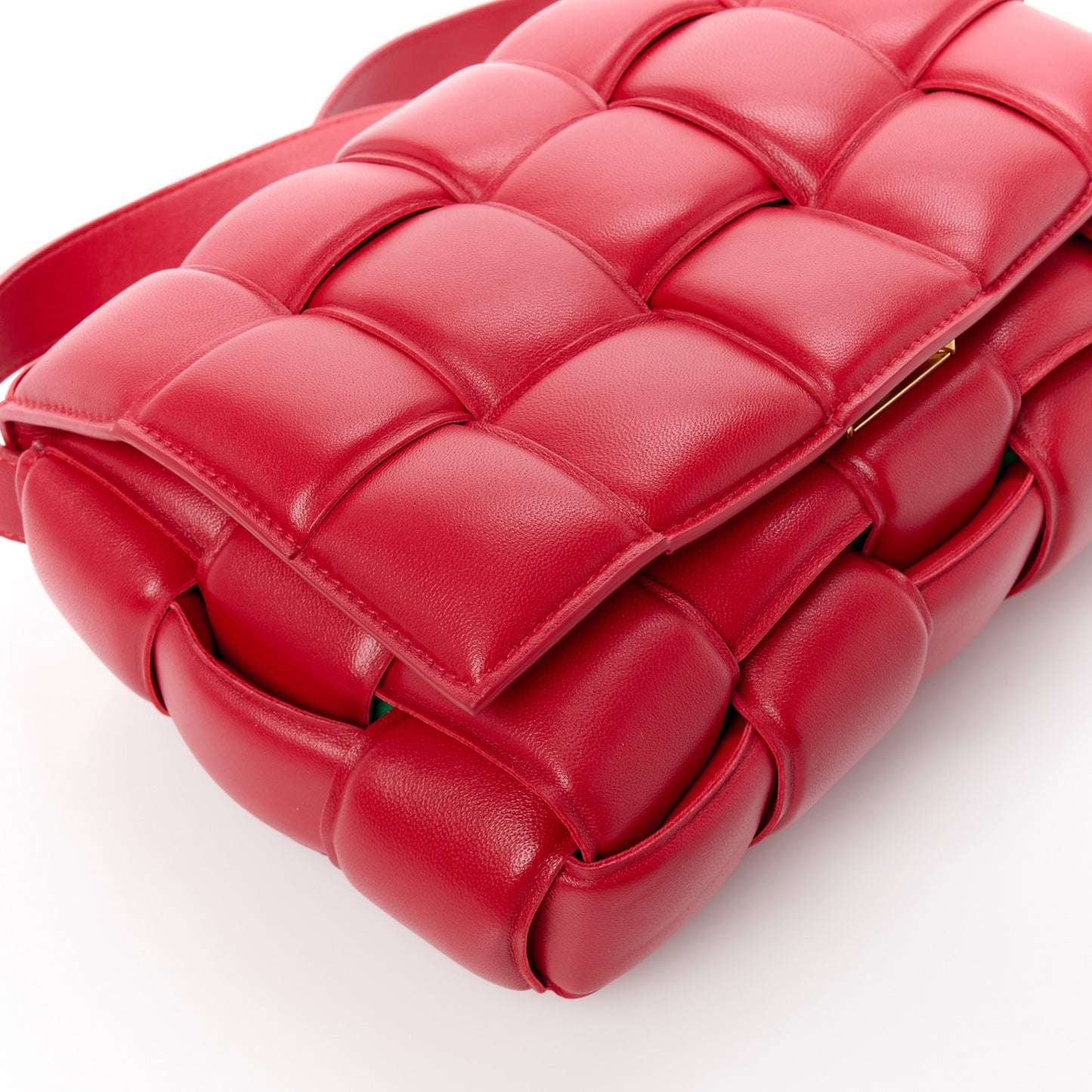 Nappa Maxi Intreccio Padded Cassette Crossbody Bag Dark Red