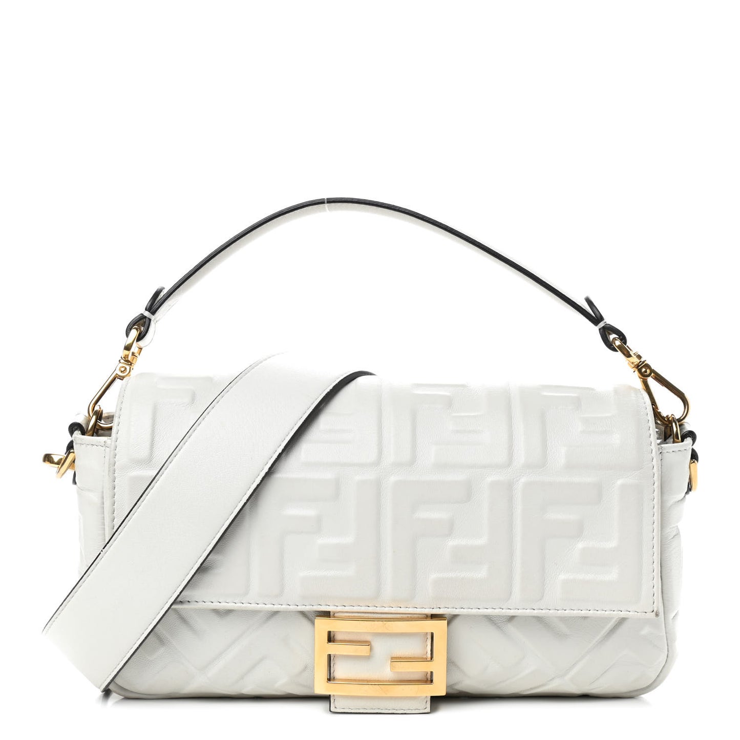 Nappa FF 1974 Embossed Baguette White