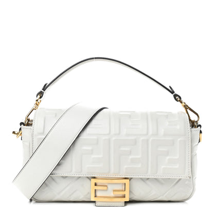 Fendi Nappa FF 1974 Embossed Baguette White 1 of 8