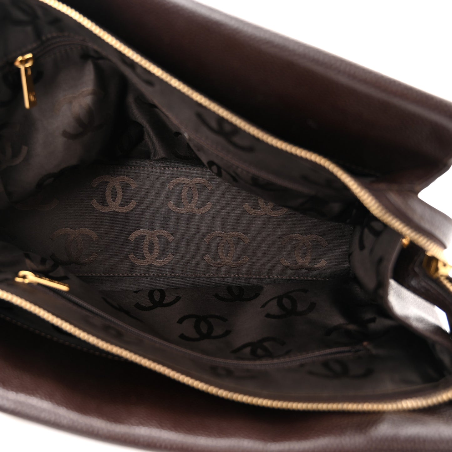 Caviar Flap Shoulder Bag Brown