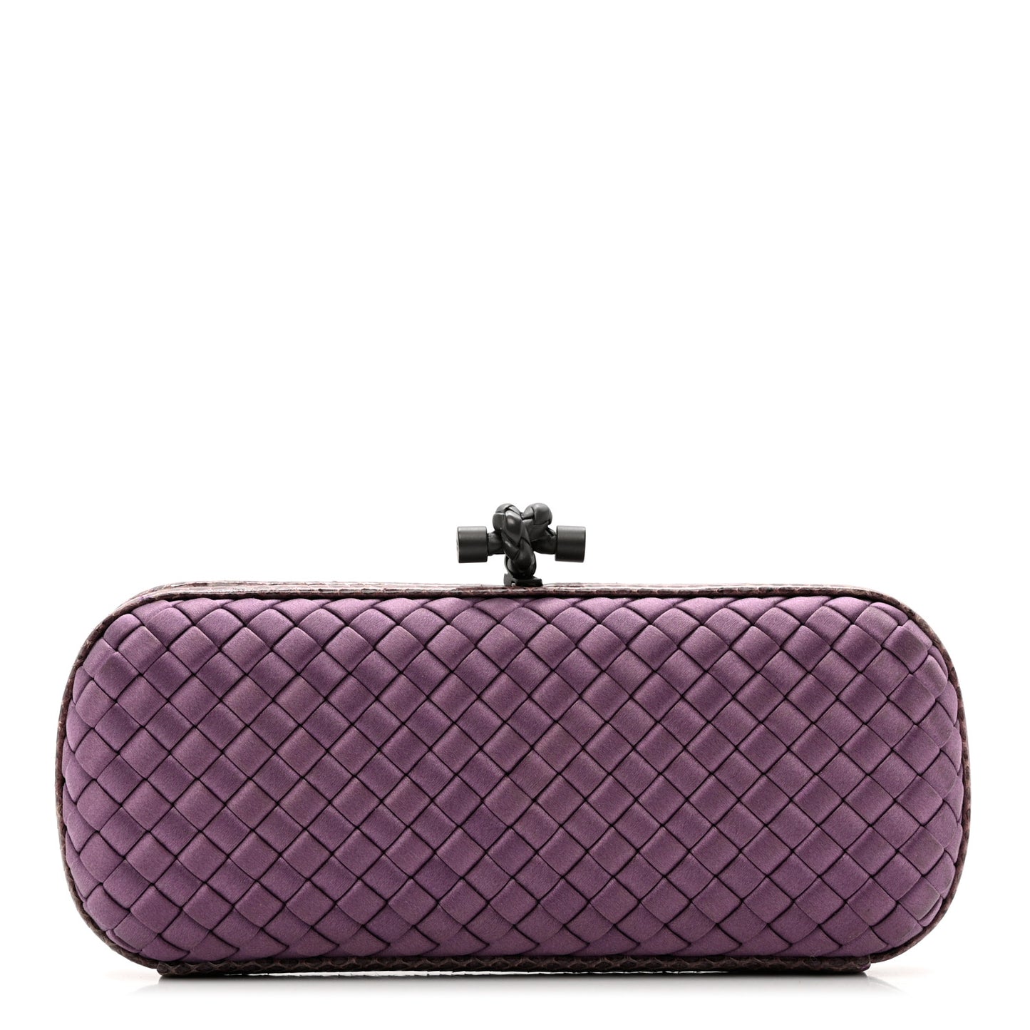 Satin Intreccio Impero Ayers Stretch Knot Clutch Purple