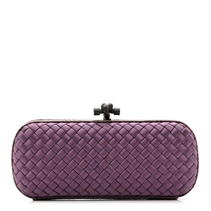 Bottega Veneta Satin Intreccio Impero Ayers Stretch Knot Clutch Purple 1 of 7