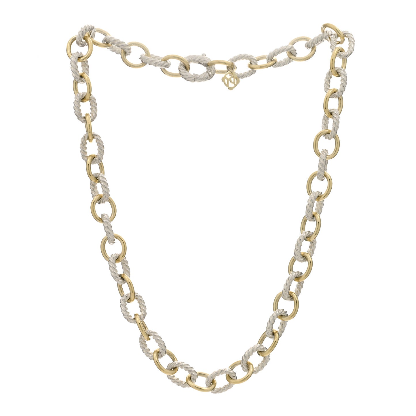 Sterling Silver 18K Yellow Gold 10mm Medium Oval Link Necklace