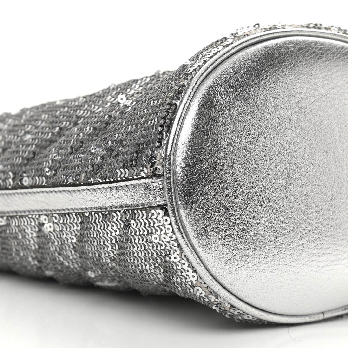 Sequin Mini GG Marmont 2.0 Bucket Bag Silver