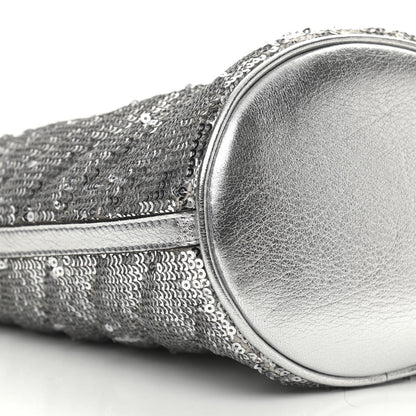 Gucci Sequin Mini GG Marmont 2.0 Bucket Bag Silver 9 of 10