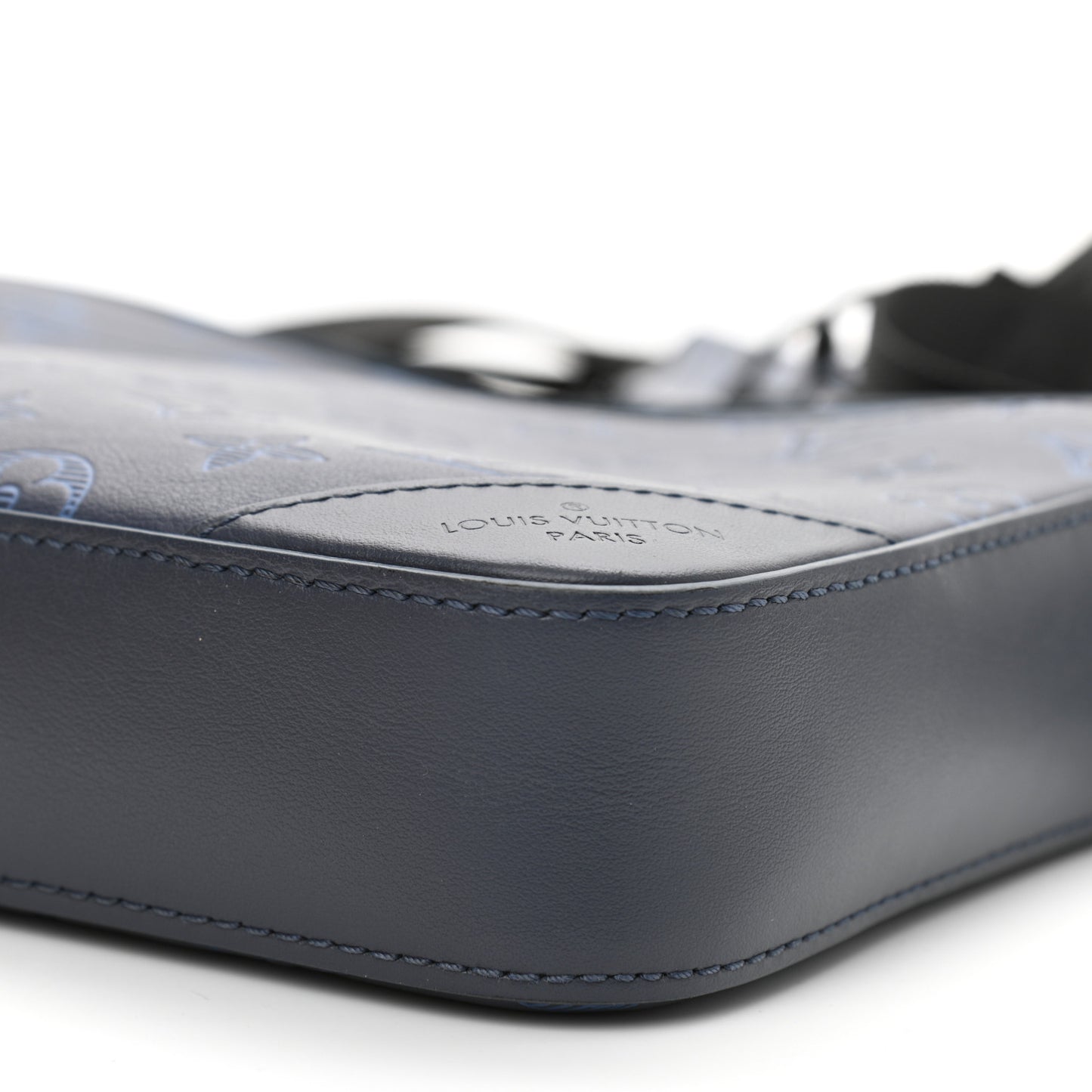 Calfskin Monogram Shadow Duo Messenger Navy Blue