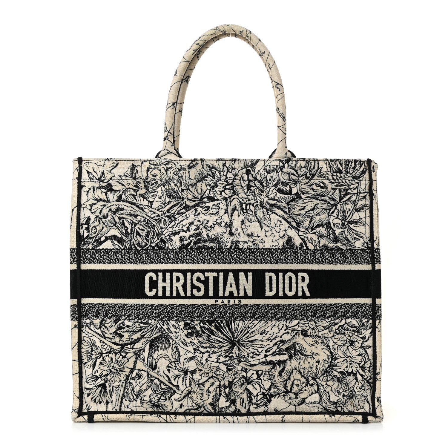 Christian Dior Canvas Embroidered Zodiac Book Tote Latte Multicolor 1 of 10