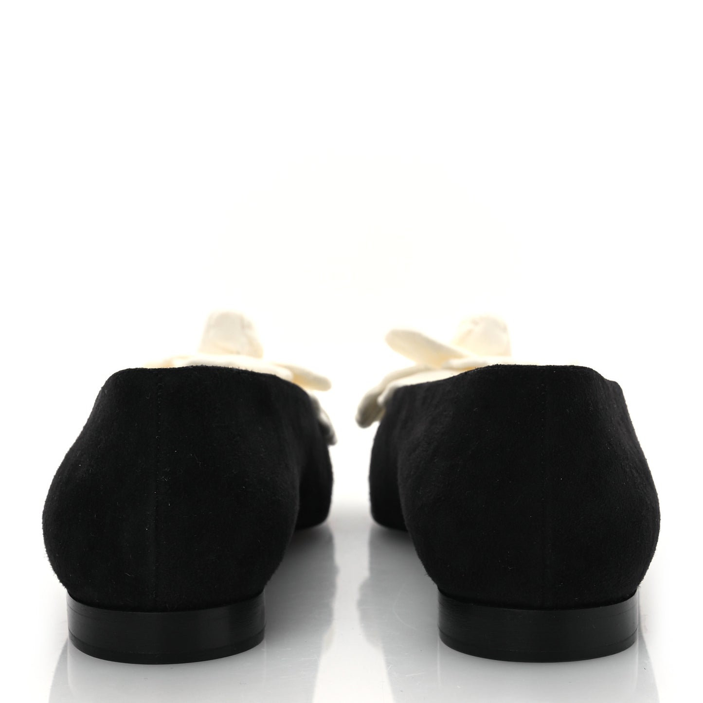 Suede Patent Cap Toe Camellia Ballerina Flats 36.5 Black White