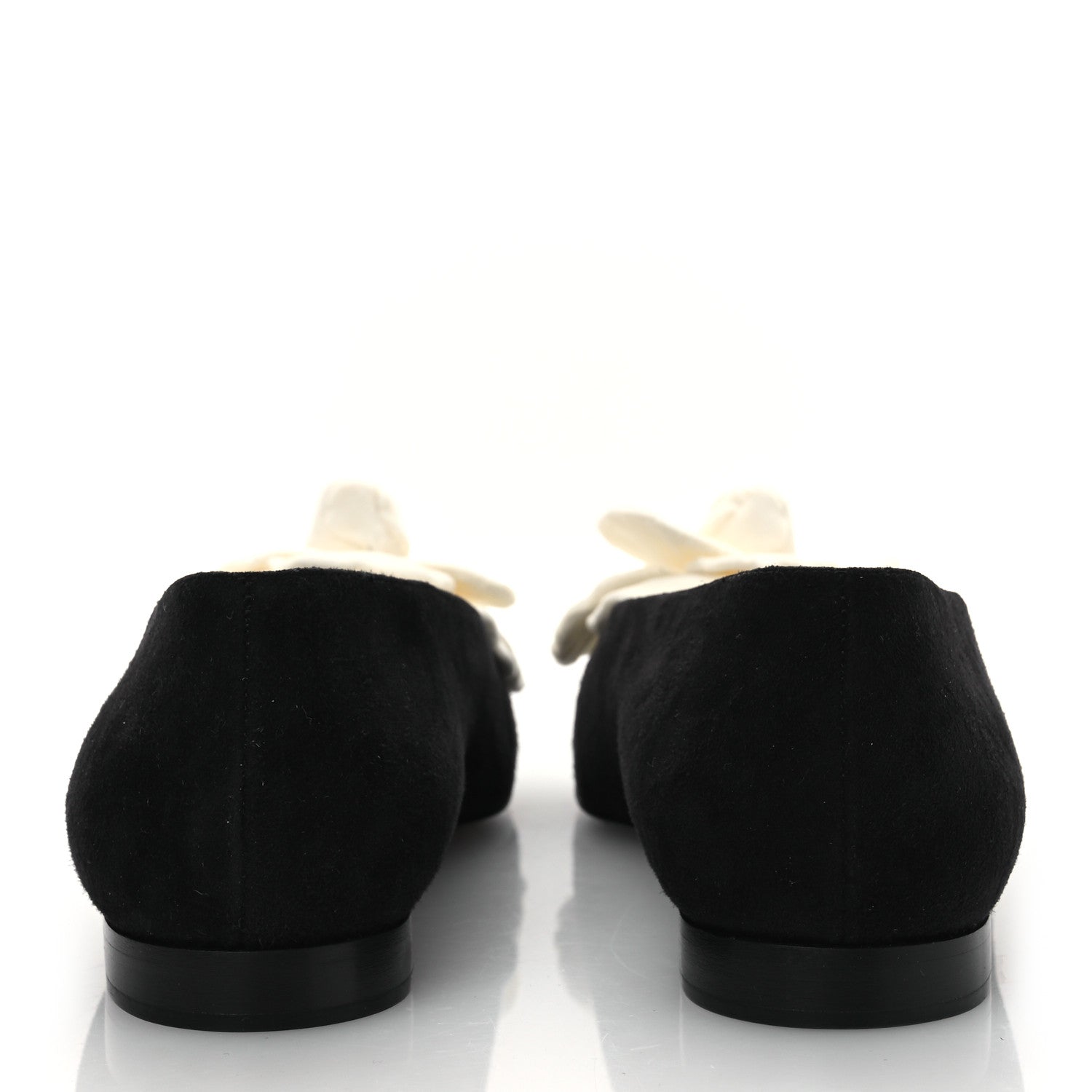 Chanel Suede Patent Cap Toe Camellia Ballerina Flats 36.5 Black White 6 of 10