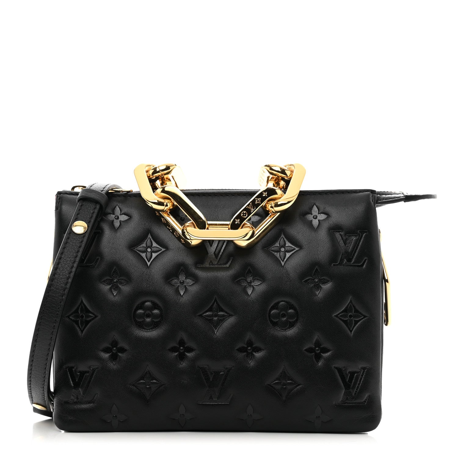 Louis Vuitton Lambskin Embossed Monogram Coussin BB Black 1 of 9