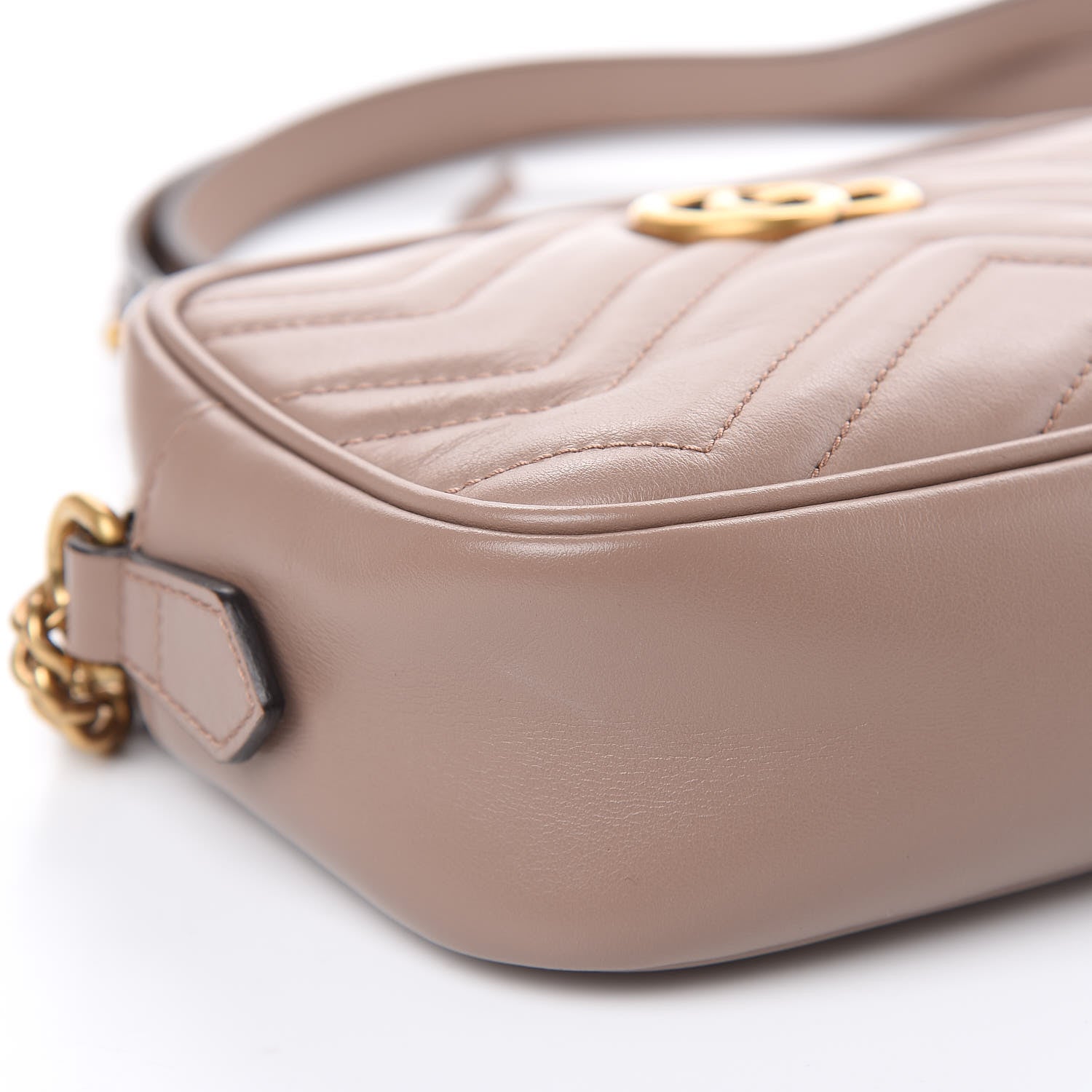 Gucci Calfskin Matelasse Mini GG Marmont Chain Shoulder Bag Porcelain Rose 8 of 15