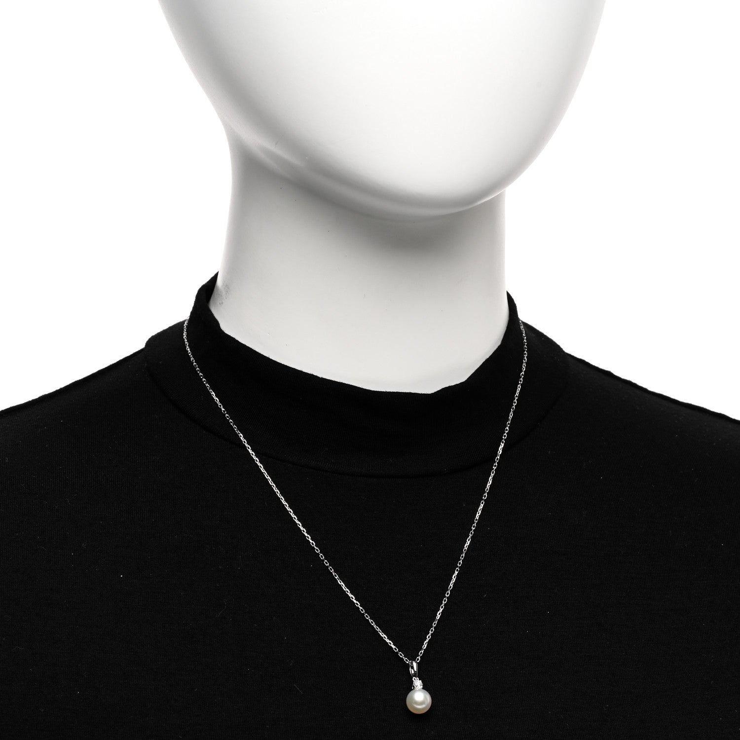 Mikimoto 18K White Gold Diamond Akoya Pearl 8mm Morning Dew Pendant Necklace 2 of 5