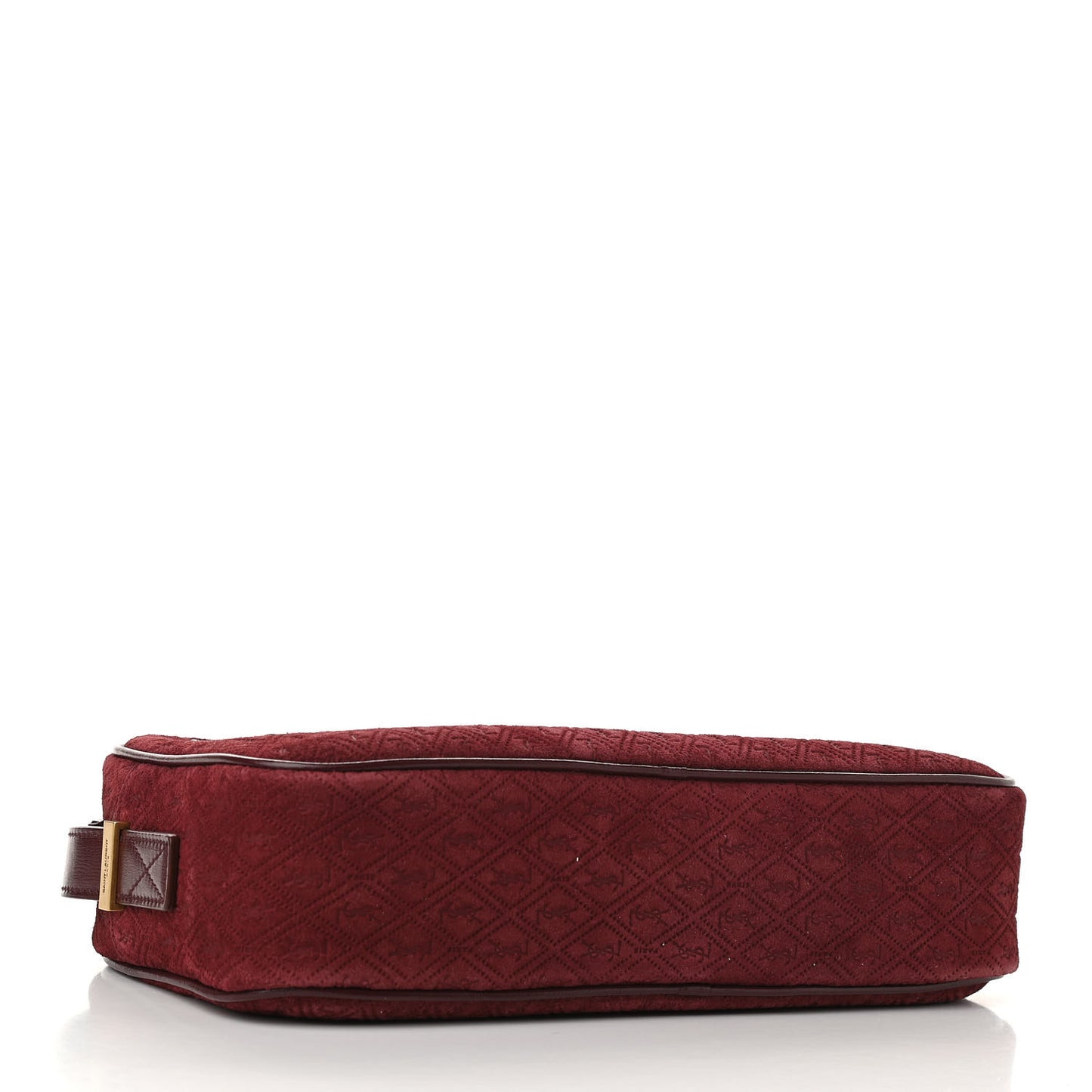 Suede Monogram All Over Camera Bag Burgundy