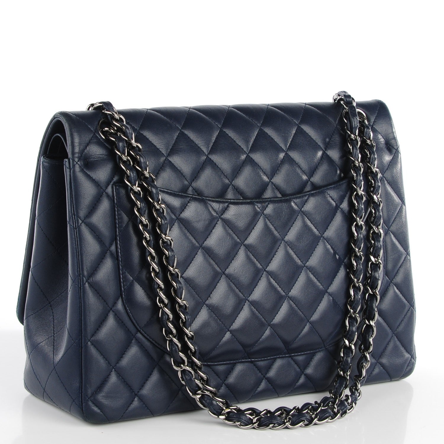 Chanel Lambskin Quilted Maxi Double Flap Dark Blue 3 of 8
