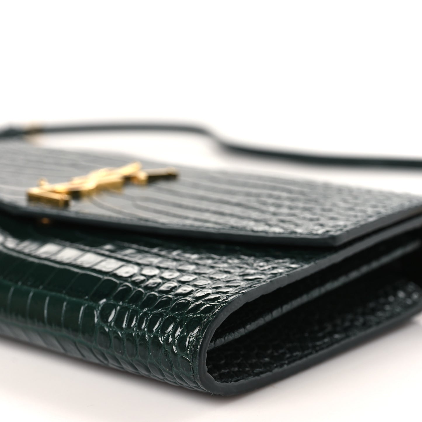 Calfskin Crocodile Embossed Monogram Mini Uptown Crossbody Green