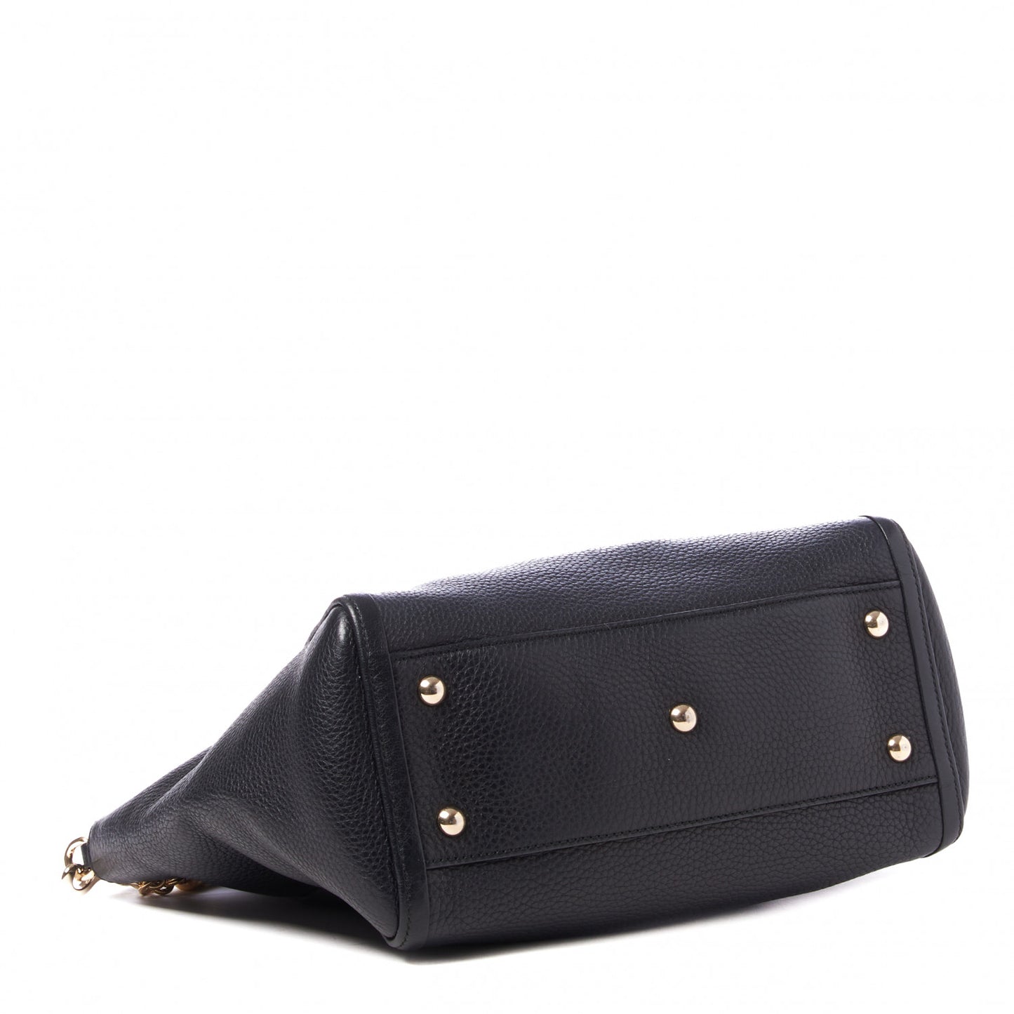 Pebbled Calfskin Small Soho Top Handle Bag Black