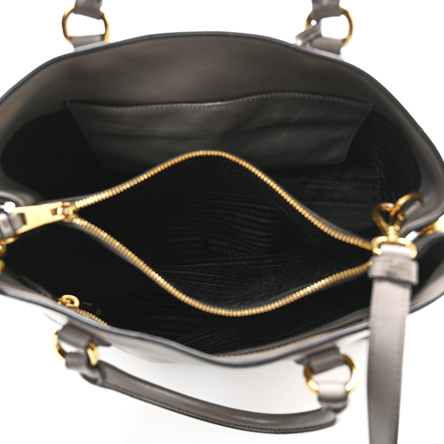 Prada Glace Calfskin Embossed Logo Tote Argilla 5 of 9