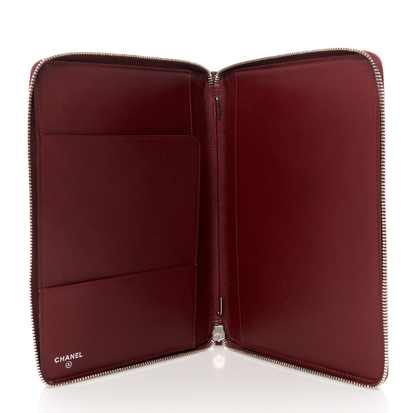 Patent Quilted Large Zip Around Agenda Red