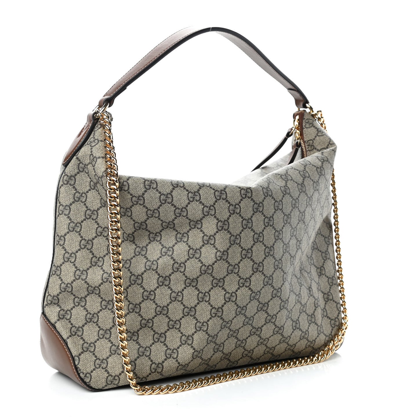 GG Supreme Monogram Large Linea A Hobo Light Brown