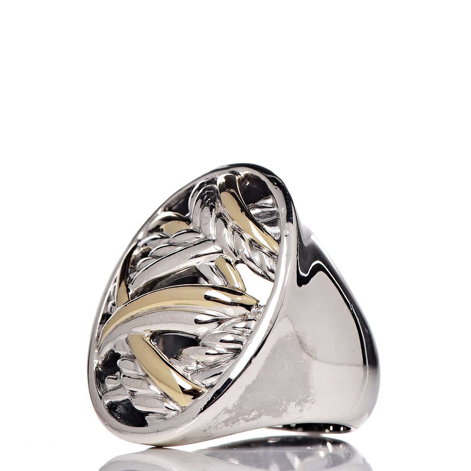 David Yurman Sterling Silver 18K Yellow Gold Papyrus Ring 53 6.5 3 of 6