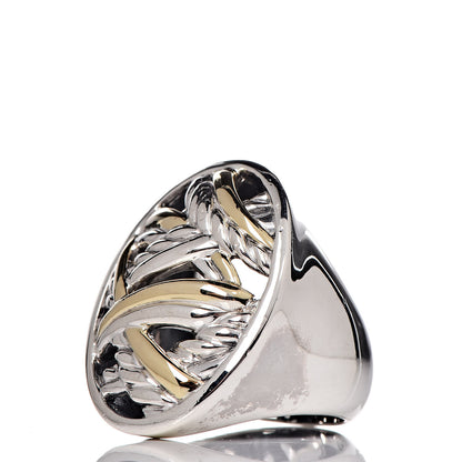 David Yurman Sterling Silver 18K Yellow Gold Papyrus Ring 53 6.5 3 of 6