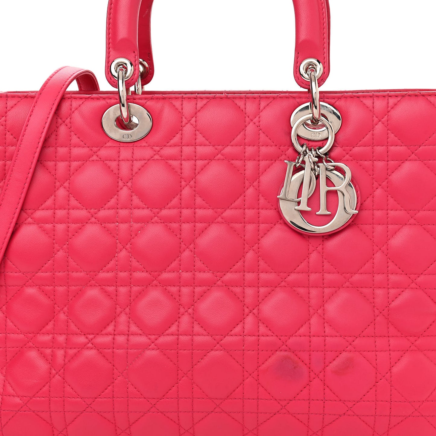 Lambskin Cannage Large Lady Dior Fuchsia
