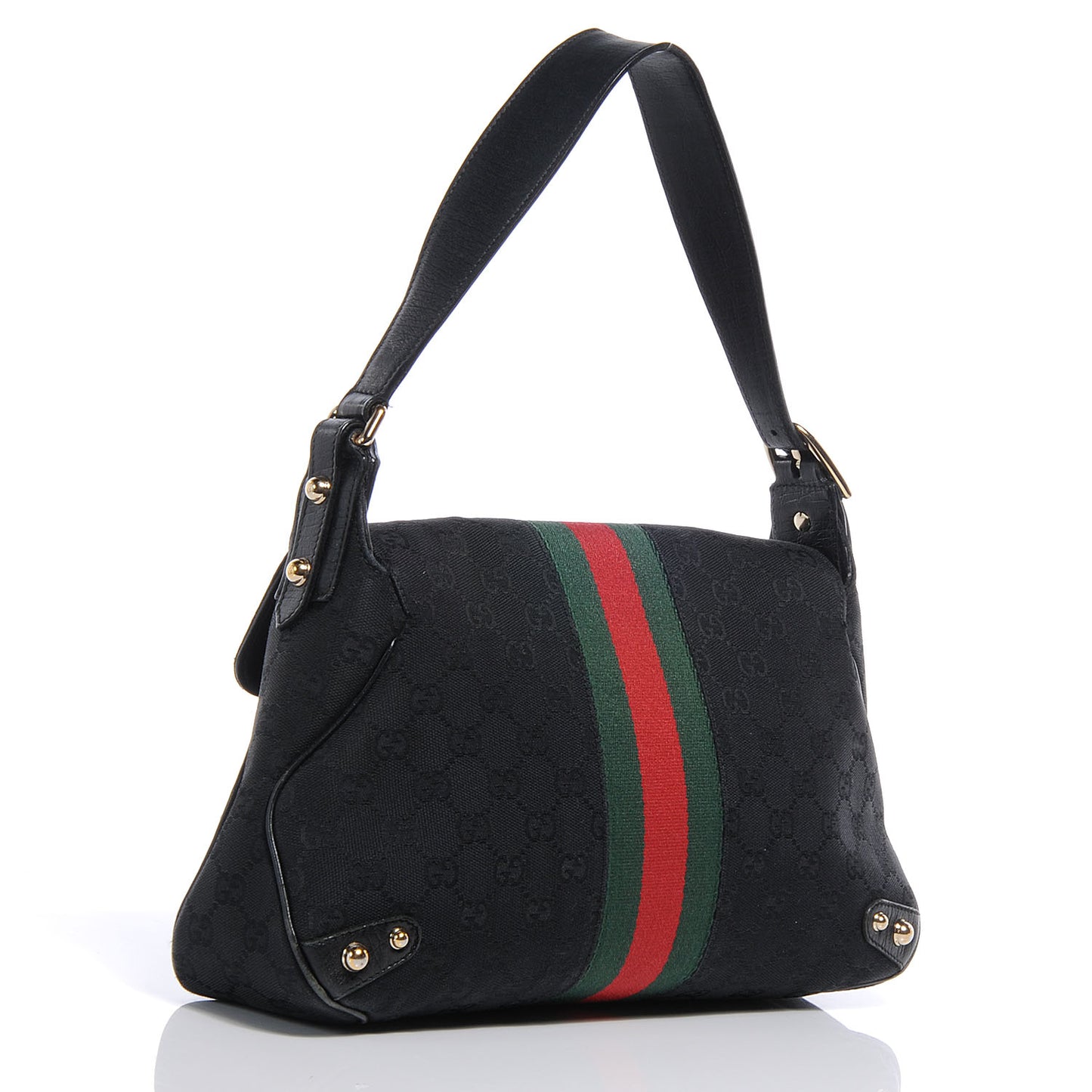 Monogram Horsebit Web Flap Bag Black