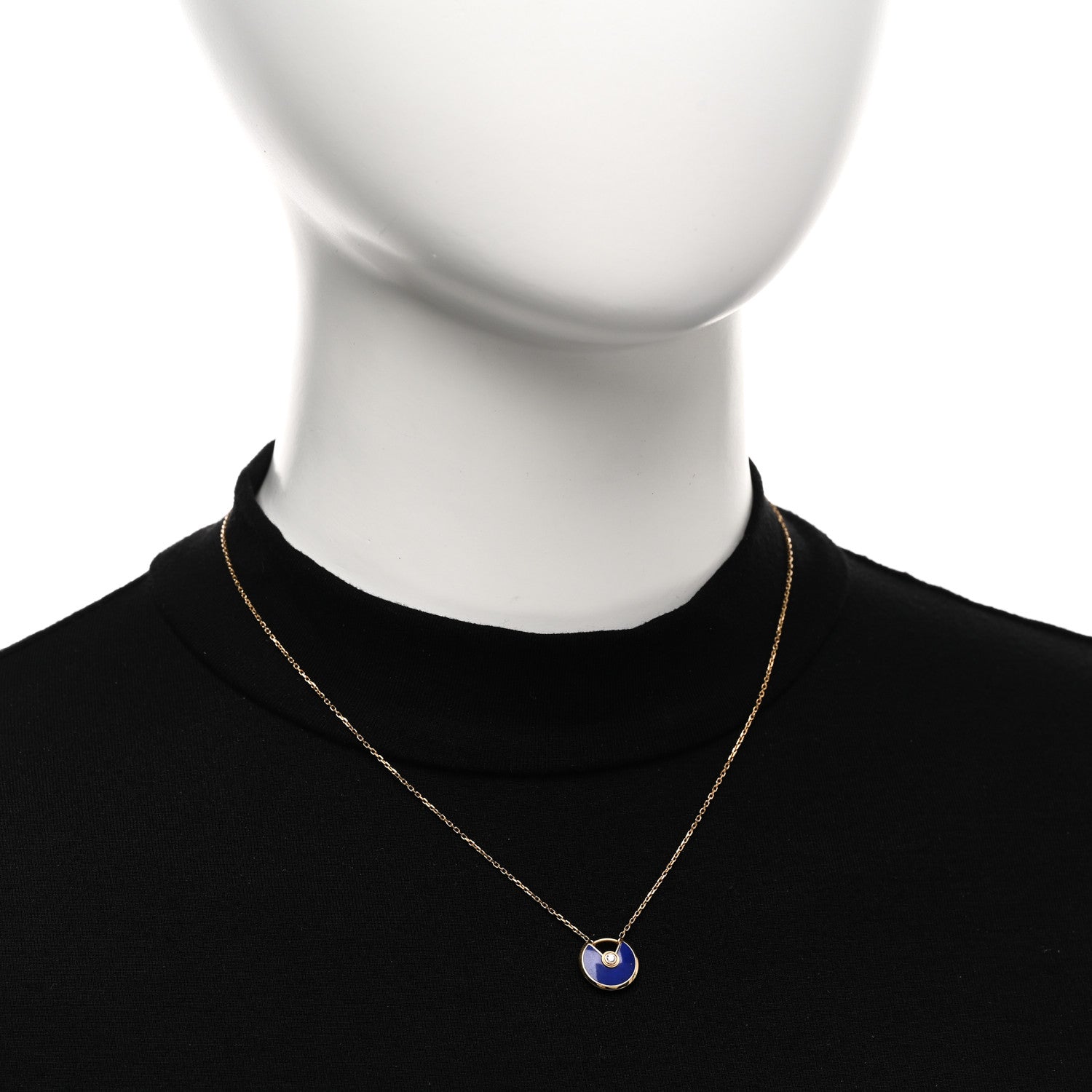 Cartier 18K Yellow Gold Diamond Lapis Lazuli XS Amulette de Cartier Pendant Necklace 2 of 4